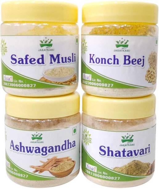 JARATKARU Safed Musli- Ashwagandha ,Kaunch ,Shatavari Powder Combo