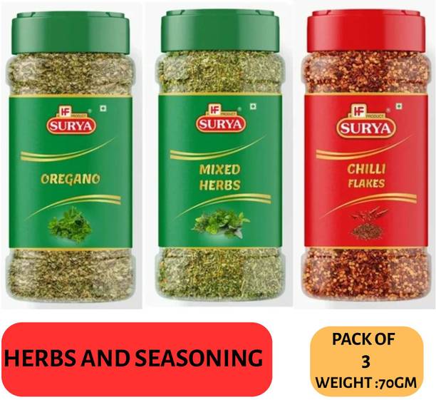 Surya Oregano 15gm, Mixed Herbs 20gm & Chilli Flakes 35gm | Herbs & Seasoning Combo