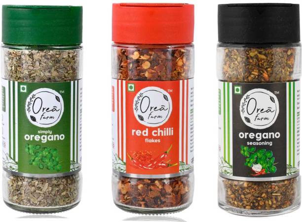 OREA farm Oregano Seasoning (50g) , Red Chilli Flakes (41g) & Oregano (32g) Pack of 3