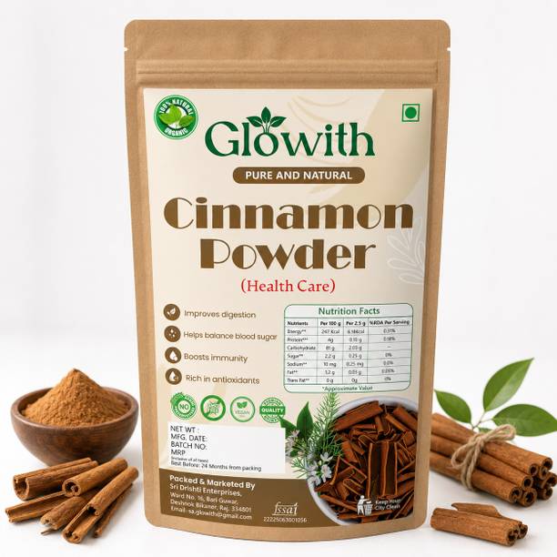 Glowith Pure Cinnamon Powder | Dalchini Powder | For Health, Immunity, Cooking & Baking