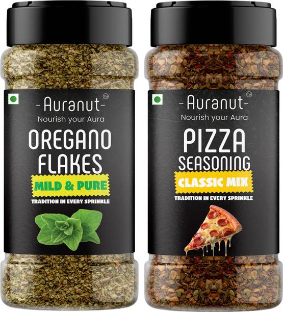 AURANUT Oregano Flakes 40g & Pizza Seasoning 50g Combo Italian Herb Pack