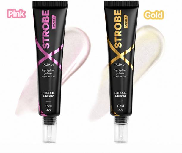 Morviyan Strobe Cream Gold & Pink for Face Radiance, Multipurpose Strobe Cream Highlighter