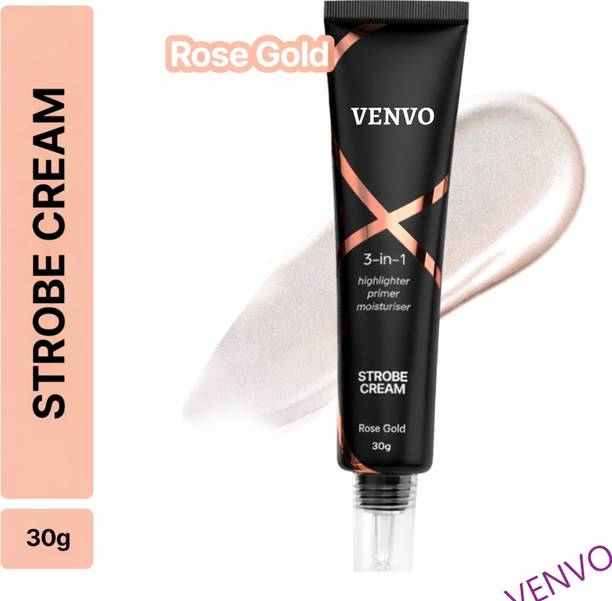 venvo 3-In-1 Highlighter, Primer & Moisturiser | Rose Gold | Glow Satin Finish Highlighter