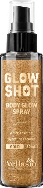 vellasio Glow Digger Body Glow Spray with Gold Shimmer, Jojoba & Rosehip Oil Highlighter