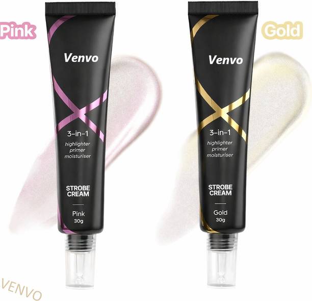 venvo Gold & Pink for Smooth Glow, Multipurpose Strobe Cream  Highlighter
