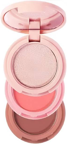 Yuency 3 In 1 HD Baked 3 Color Blusher, Highlighter, Eyeshadow Palette Brush Highlighter