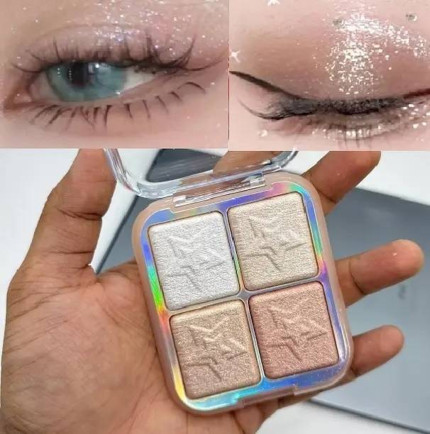 GABBU Korean 4 Shades Smooth and blendable Shimmer & Giltter Eyeshadow Palette 11 g