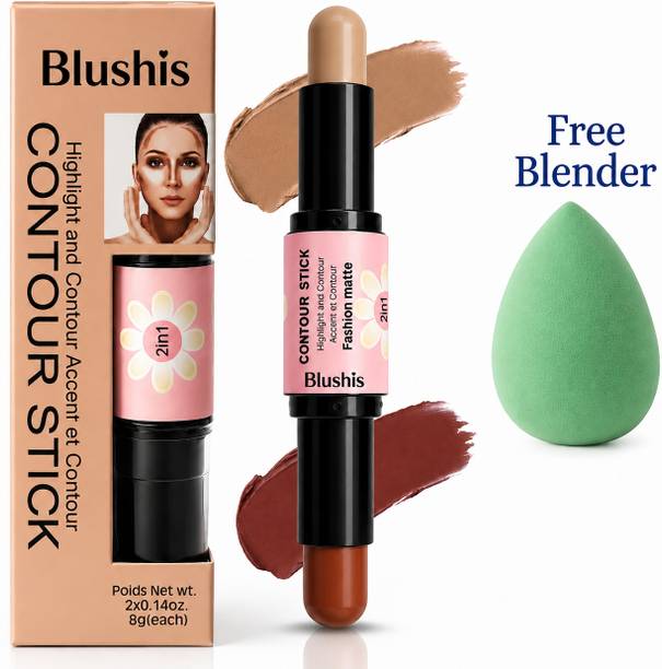BLUSHIS 2 in 1 Highlight & Contour Stick with Free Makeup Blender Highlighter