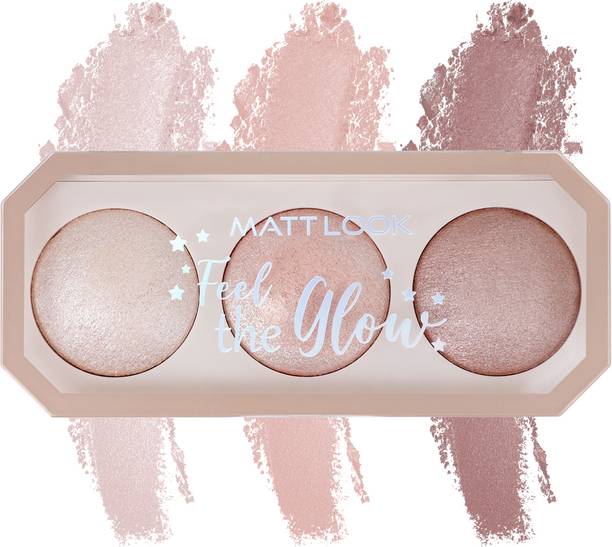 MATTLOOK Feel the Glow Trio 3 Color Illuminating Baked Highlighter Easy to Blend Formula Highlighter
