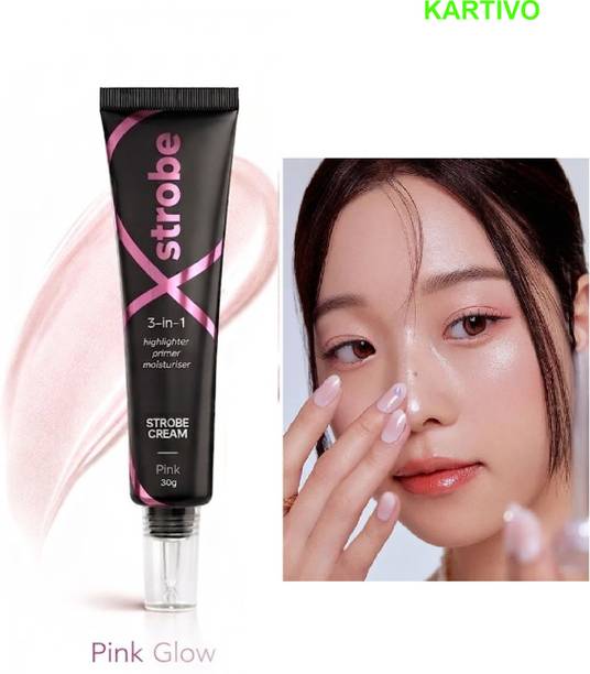 KARTIVO Pink Strobe Cream Face Primer for Smooth Makeup Base Highlighter