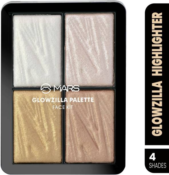MARS 4 Shade Illuminating Glow Brick Highlighter Palette Blusher GlowZilla Face Kit  Highlighter
