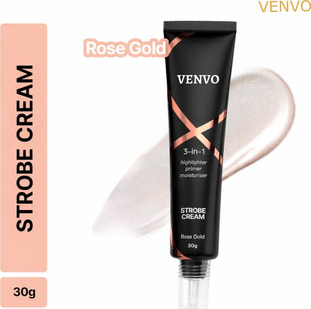 venvo 3-In-1 Highlighter, Primer & Moisturiser | Rose Gold | Luminous Glow Highlighter