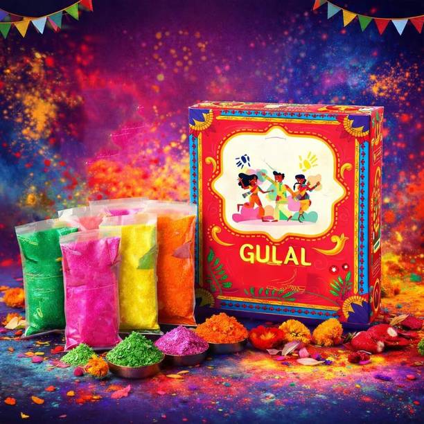 CraftVatika Holi Colour Gift for Kids Family Friends Natural Holi Color Holi Color Powder Pack of 5