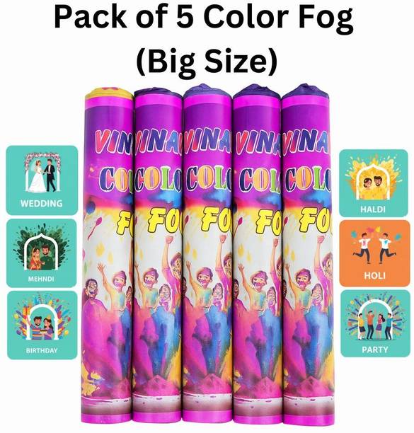 Festivaura Pack of 5 Big Color Fog Fountains | Perfect for Haldi, Holi & Party Decor Holi Color Powder Pack of 5