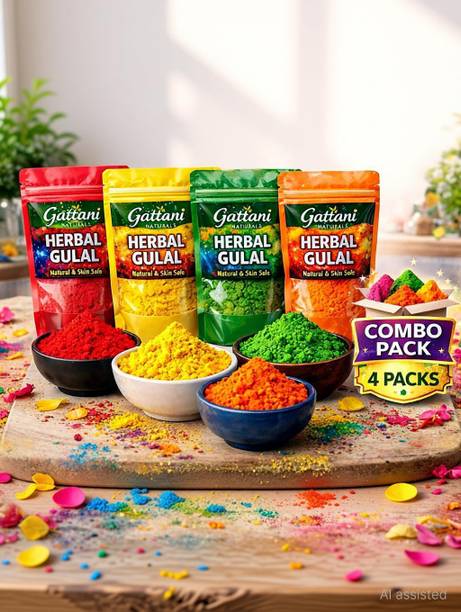 gattani naturals gulaal Holi Color Powder Pack of 4