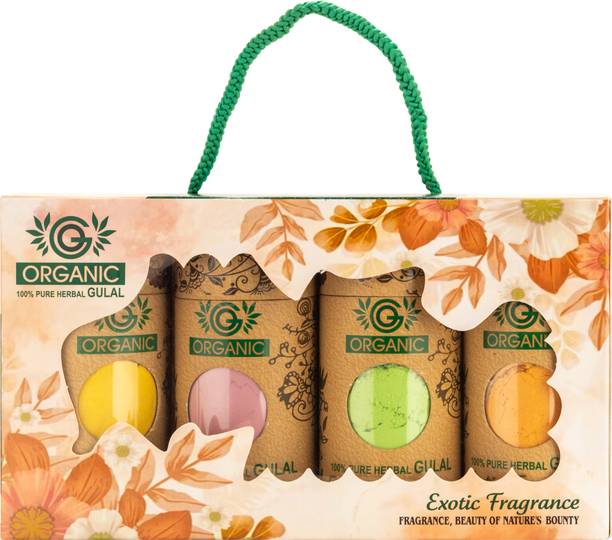 GOPAL Go Organic Holi Herbal Gulal Plant Based Premium Quality Non Toxic Gifts Holi Color Powder Pack of 4