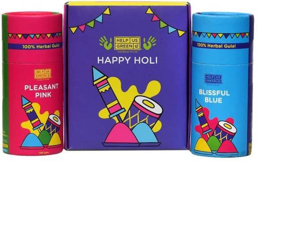 Help us Green Green Colour Herbal Fragrance Gulal Pack Of 2 (100+100 Gram) Holi Color Powder Pack of 2