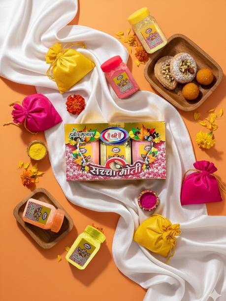 Shri Sacha Moti Herbal Gulal Holi Color Powder Pack of 3