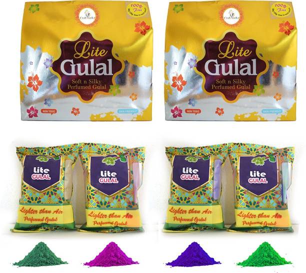 CraftVatika Lite Perfumed Gulal in Gift Packaging Box Holi Color Powder Pack of 8