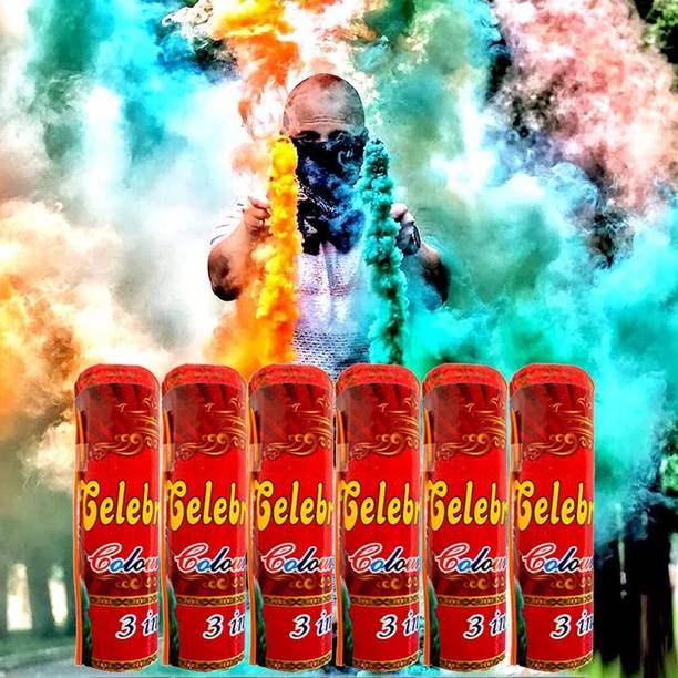 Holismok Herbal Holi Colour Fog Smoke - Natural, Safe & Eco-Friendly Gulal Holi Color Powder Pack of 6