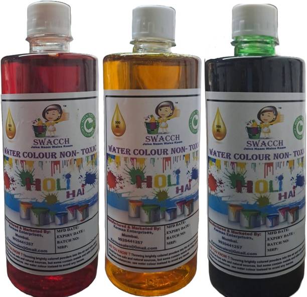 swacch Water Colour Non-Toxic & Eco Friendly Colour Holi Color Paste Pack of 3