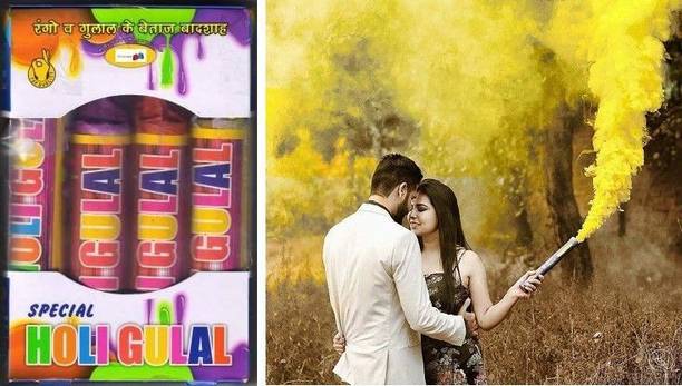 Raga Plus 4 pieces Holi Rainbow Smoke Fog Air Color Gulal Party Celebration Holi Color _U Holi Color Powder Pack of 4