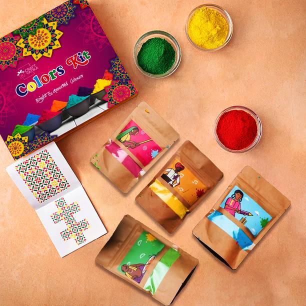 CraftVatika Holi Gulal Colour Set of 4 Eco Friendly Colors Holi Color Powder Pack of 4