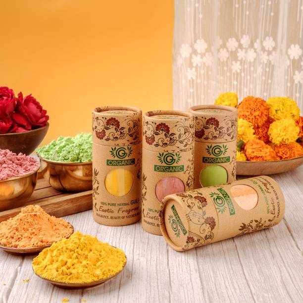 GOPAL Go Organic Holi Herbal Gulal Plant Based Premium Quality Non Toxic (4*50gm) Holi Color Powder Pack of 4