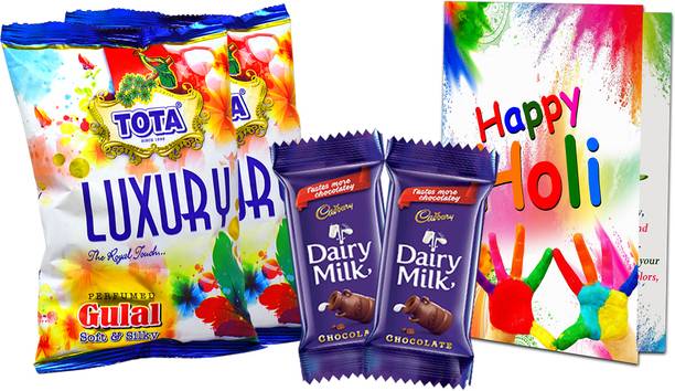 Midiron Holi Combo Gift | Holi Chocolate Gift | Holi Gift Hamper with Card Paper Gift Box