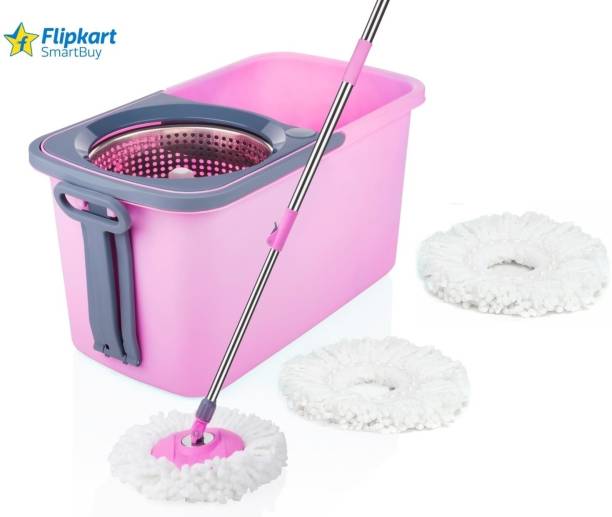 Flipkart SmartBuy INNOVATIVE MOP CLEAN SET WITH 3 MICROFIBER REFILLS STEEL SPRINKLER PINK COLOR Mop Set