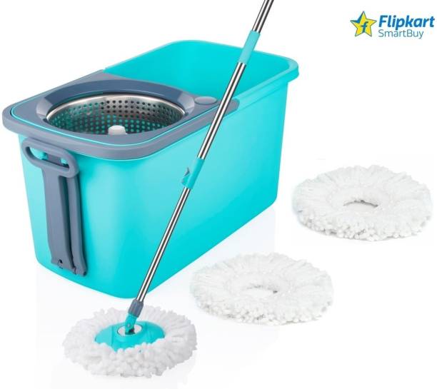 Flipkart SmartBuy INNOVATIVE MOP CLEAN SET WITH 3 MICROFIBER REFILLS STEEL SPRINKLER GREEN COLOR Mop Set