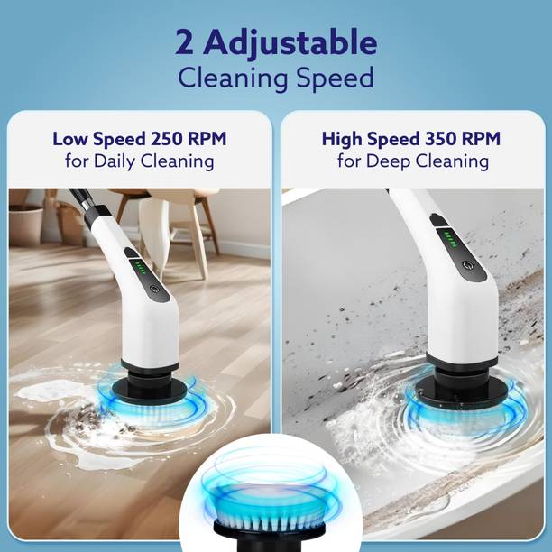 AGARO Royal Electric Spin Scrubber,3 Adjustable Size,2 Speeds Plastic Wet & Dry Brush Cleaning Brush