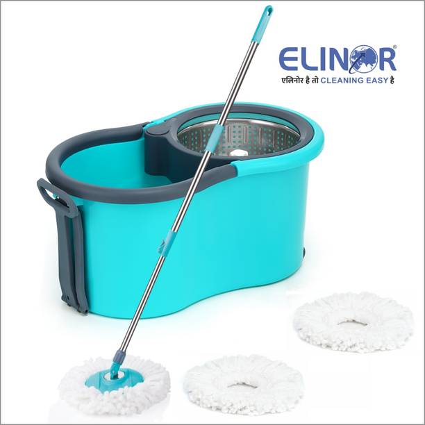 ELINOR NEW MOP SET IN GREEN COLOR WITH STEEL SPRINKLER AND 3 MICROFIBER REFILL Refill
