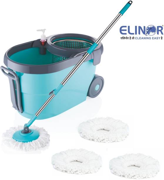 ELINOR BUCKET SPIN MOP SET FOR EASY & FAST CLEANING AND COMES WITH 4 MICROFIBER REFILL Mop Set