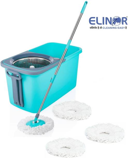 BUCKET MOP SET SPIN MOP SET FLOOR CLEANING SET 4 MICROFIBER REFILL