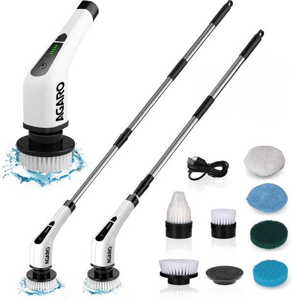 AGARO Royal Electric Spin Scrubber,Cleaning Brush Scrubber for Home, 350RPM/Mins-8 Cleaning Brush