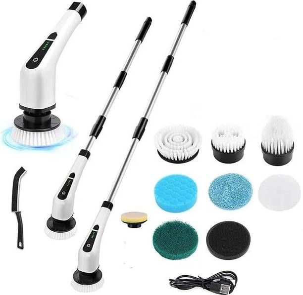 Wengonvila Electric Spin Scrubber with 9 in 1 Brush Heads Adjustable Extension Handle Cleaning Brush