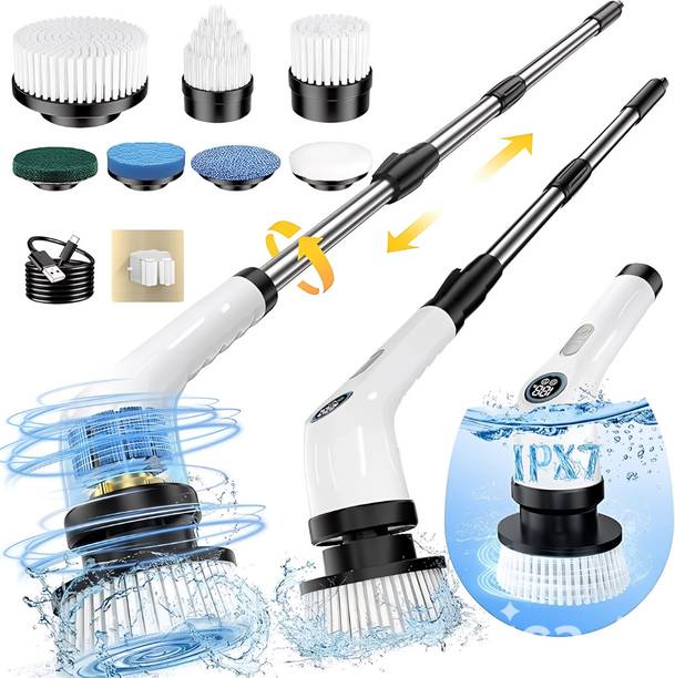 FLEFCO FLEFCO Electric Spin Scrubber Cleaning Brush for Home 400RPM/Mins 8 Replaceable Cleaning Brush