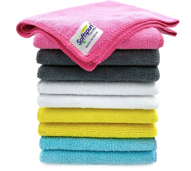 SOFTSPUN SOFTSPUN Microfiber Cleaning Cloths, 10 pcs 30x35cms 220GSM Multi-Color. Cleaning Cloth