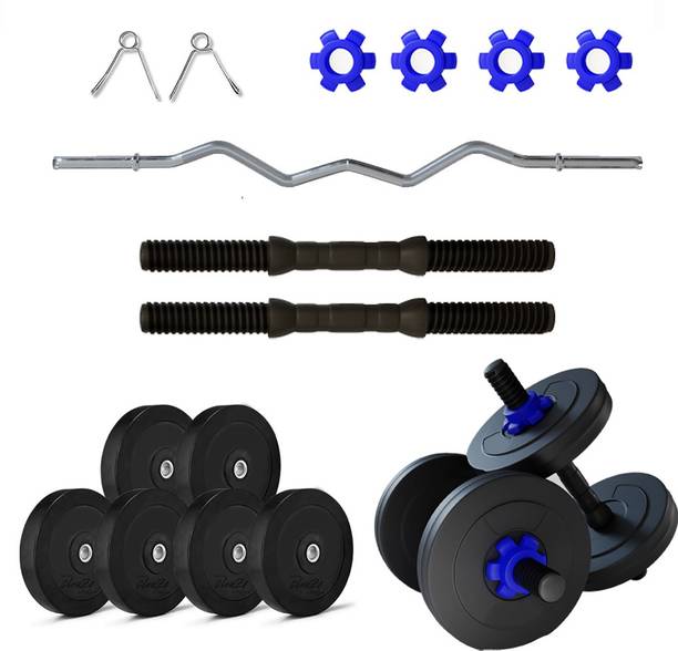 Lifelong 15 kg Chaze by Milind Soman CZRHGC02 Rubber Home Gym Set15kg Plate with GymAccessories Home Gym Combo