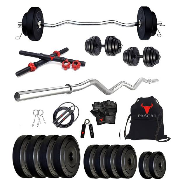 Pascal 20 kg PVC weight with 3ft Curl Rod and Accessories Home Gym Combo