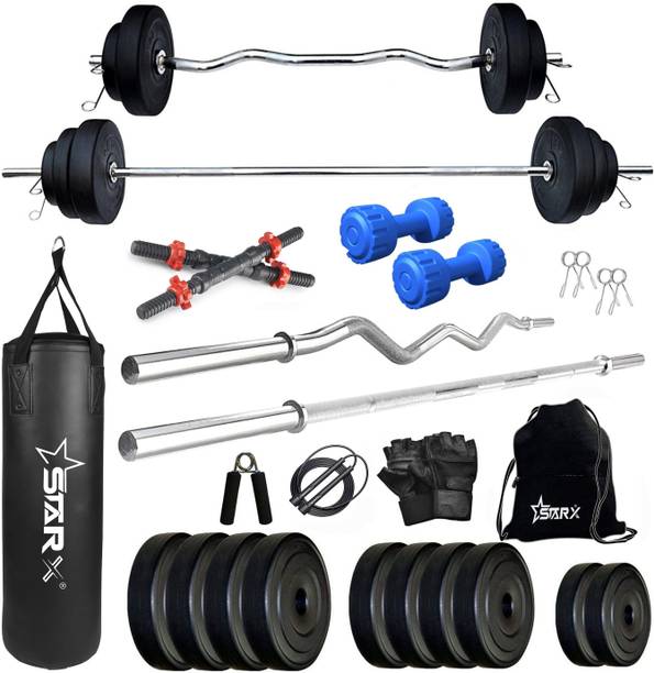 स्टार शी PVC 30KG with 3Ft and 5Ft Rods with Gym Accessory होम जिम कॉम्बो