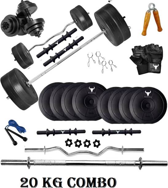 APTITUDE 20KG Gym Kit 3Ft Straight Rod,3Ft Curl Rod One Pair Dumbbell Rods Adjustable Dumbbell
