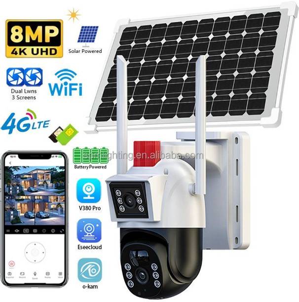 kanyansh 4G Sim Based CCTV Camera 5+5MP Pan Tilt Battery Powered with Solar Panel Security Camera
