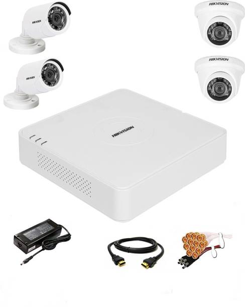 HIKVISION 4 Channal HD DVR 1080p 1Pcs,Outdoor Weatherproof Camera 720p 2Pcs,Indoor Camera 720p 2Pcs, Security Camera