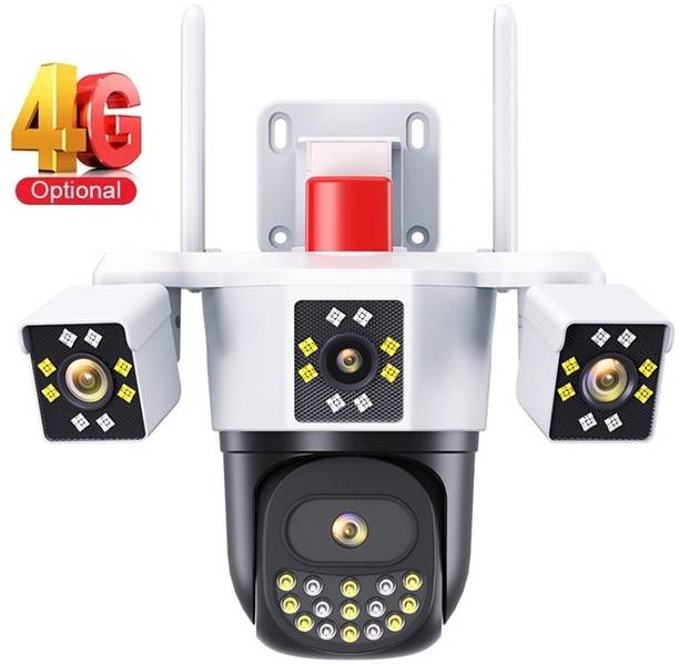 OSHSIZ Wireless 4G LTE Triple Lens PTZ CCTV Camera for Outdoor Areas Security Camera
