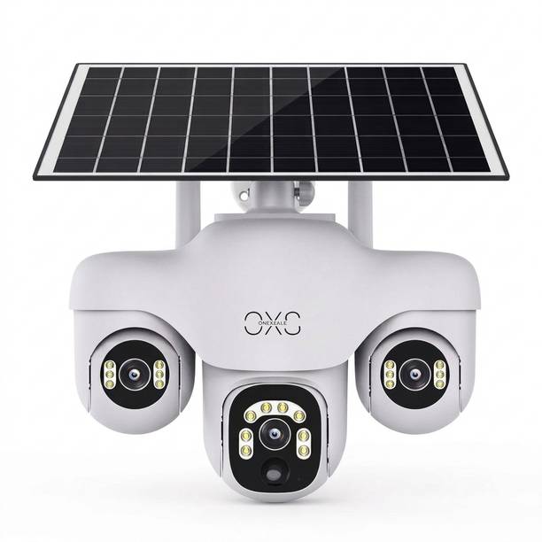 वनएक्सेल 15+15+15MP Marine Solar 4G CCTV Triple Lens 360 PTZ Outdoor Night Vision सिक्योरिटी कैमरा