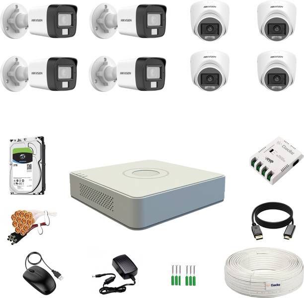 Clocite HIKVISION 2MP 4 Dome 4 Bullet Cameras (Color Night Vision+Audio) + 8CH DVR Kit Security Camera