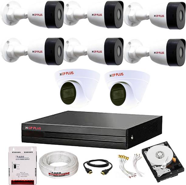 CP PLUS 8CH hibrid' DVR 1080p,BULLET 6Pcs,DOME 2PCS, 500GB Hard Disk,Full combo set Security Camera