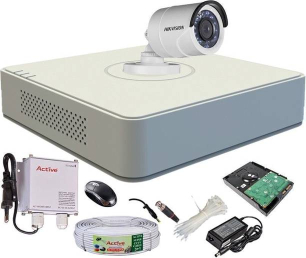 HIKVISION HIKVISION 1MP 4CH DVR DS-7A04HGHI-F1/N OR DS-7A04HGHI-F1/ECO 1PCS AND BULLET CAMERA 1MP DS-2CE1ACOT-IRP OR DS-2CE1ACOT -IRP /ECO 1PCS CAMERA WITH 90 METAR CABLE 1TB SATA HDD COMBO KIT Security Camera